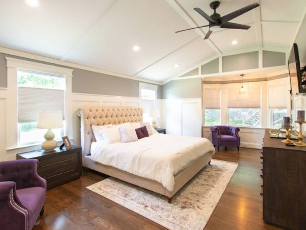 bedroom with gray and white interior painting